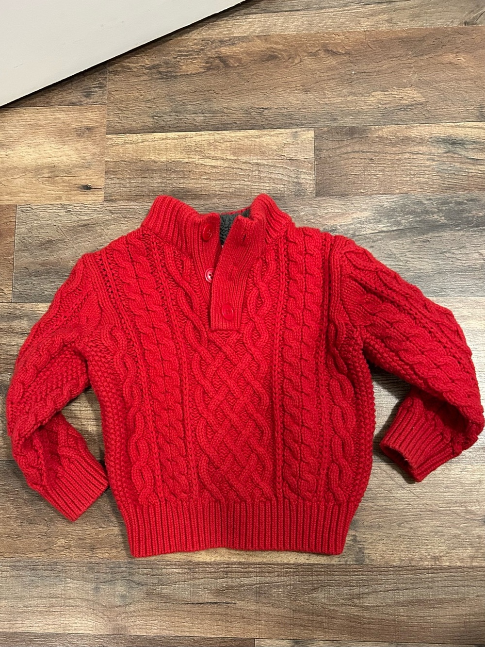 GAP Men's Red Cable-Knit Zip-Front Sweater
